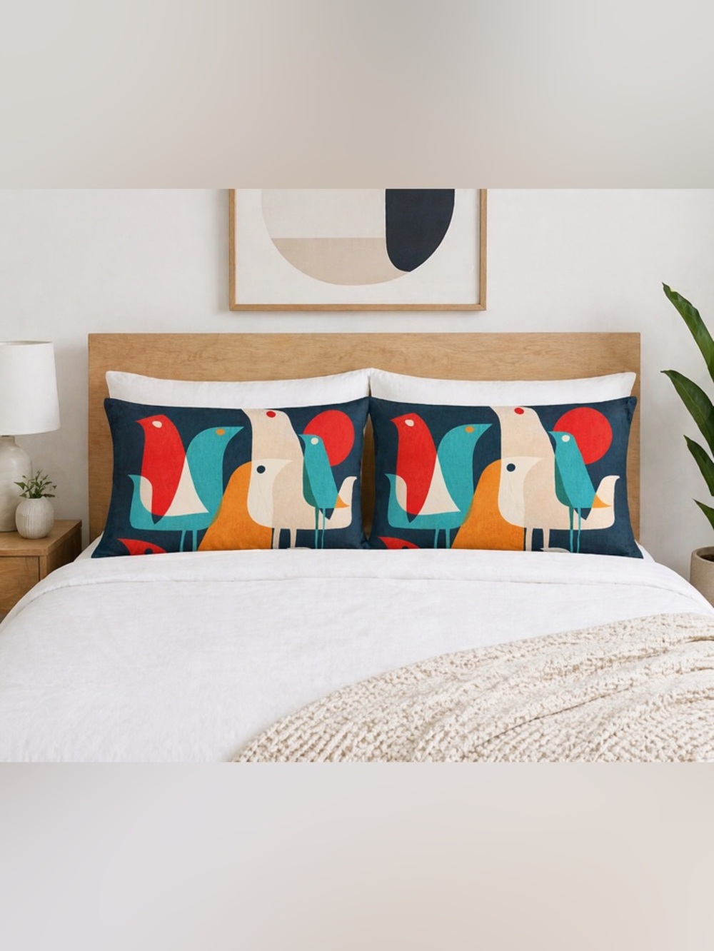 Society 6 Pillow Shams Set Of 2 35"x19" Modern Birds Print  Envelope Style